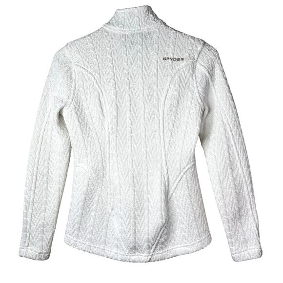 Spyder Major Cable Stryke Jacket White Full Zip Up Fleece Knit Pockets Women XS - Picture 4 of 4